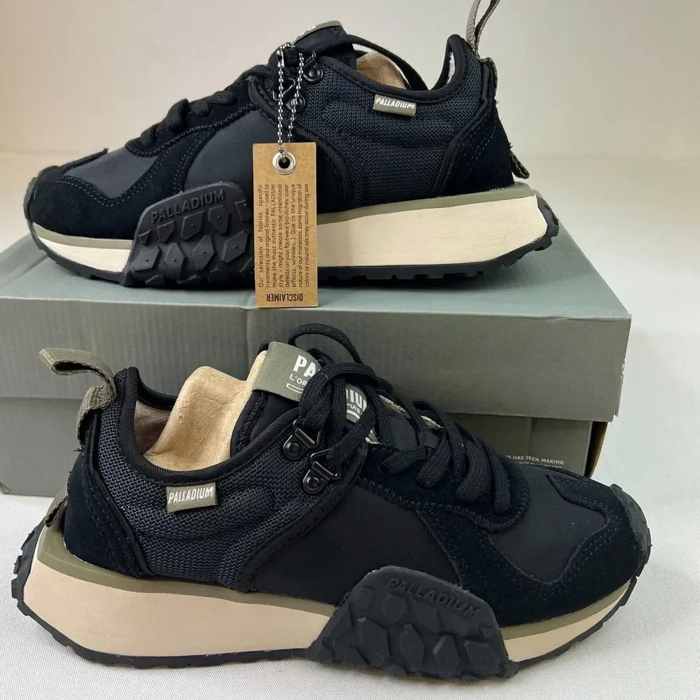 Palladium Men Troop Runner Sneaker Black Lace-Up Low Top‎ Shoes Sz 3.5M UNISEX